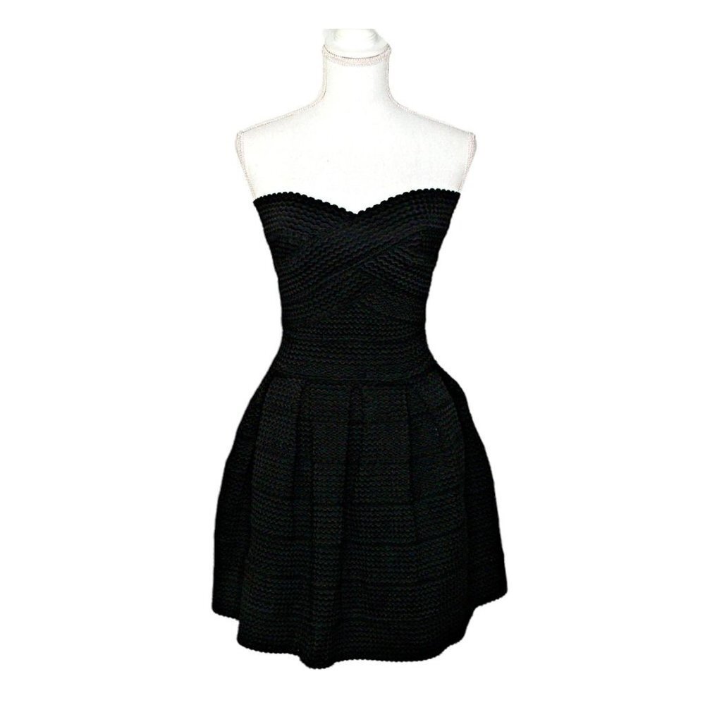 Fab'rik Womens Black Sleeveless Strapless Sweetheart Neck Fit & Flare Dress Sz S